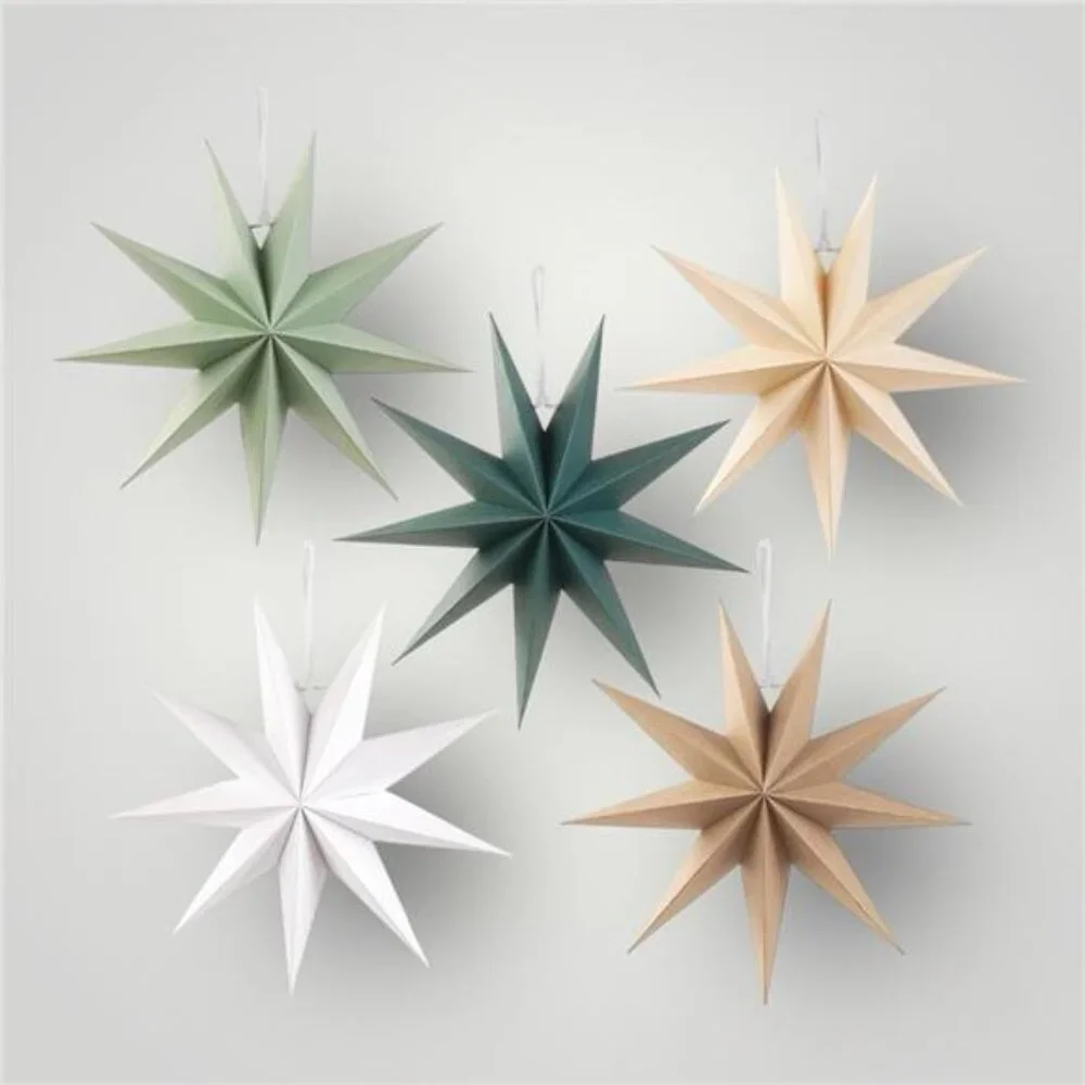NEW West Elm 6 Piece Boho Pointed Star Christmas Tree Ornaments Set Boho - 12